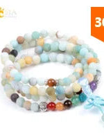 📿 108 Bead Rose Quartz & Tiger Eye Mala: 7 Chakra Healing Wrap Bracelet & Necklace – Heart Healing, Confidence & Meditation Prayer Beads