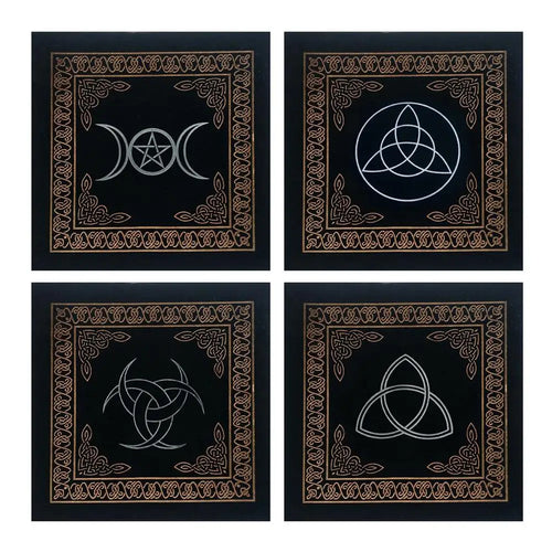 0.5x0.5m Triple Moon Pentacle Pentagram Altar Cloth Divination Astrology Tarot Cards Game Tablecloth Velvet Board Game Pad