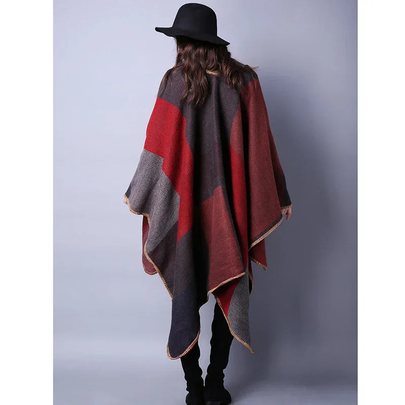 Women's Winter Poncho Wrap - Imitation Cashmere Shawl Cape & Scarf (130 x 150 cm) for Ultimate Warmth and Style