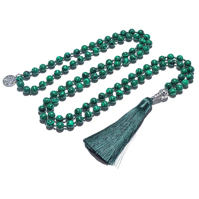 💚 The "Soul Transformation" 108 Mala: Malachite Heart Chakra Meditation Necklace (Hand-Knotted)