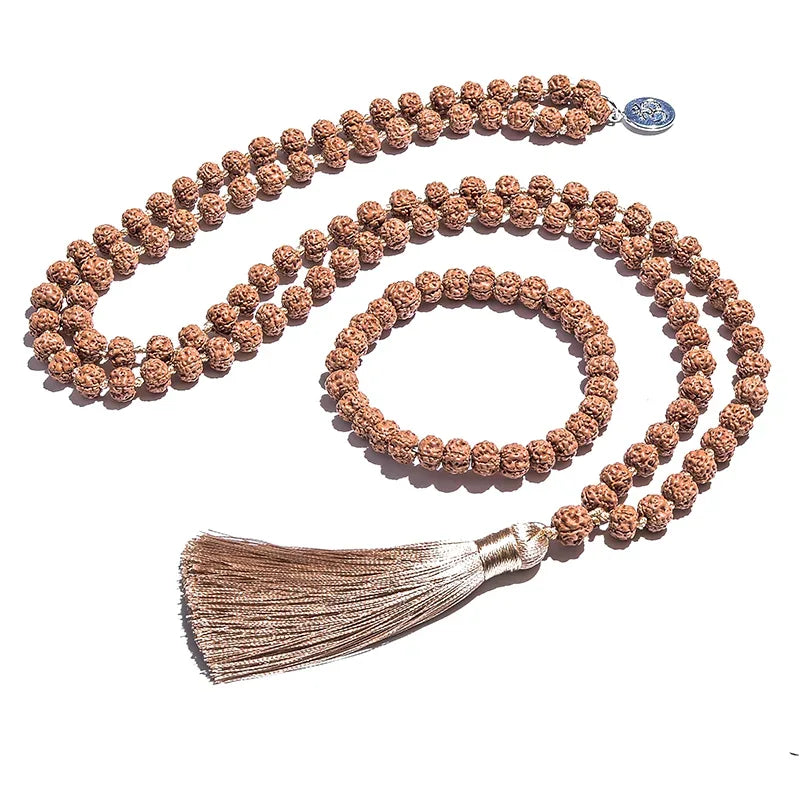 🕉️ The "Tears of Shiva" Collection: Authentic 5-Mukhi Rudraksha Knotted 108 Mala & Bracelet with Bracelet