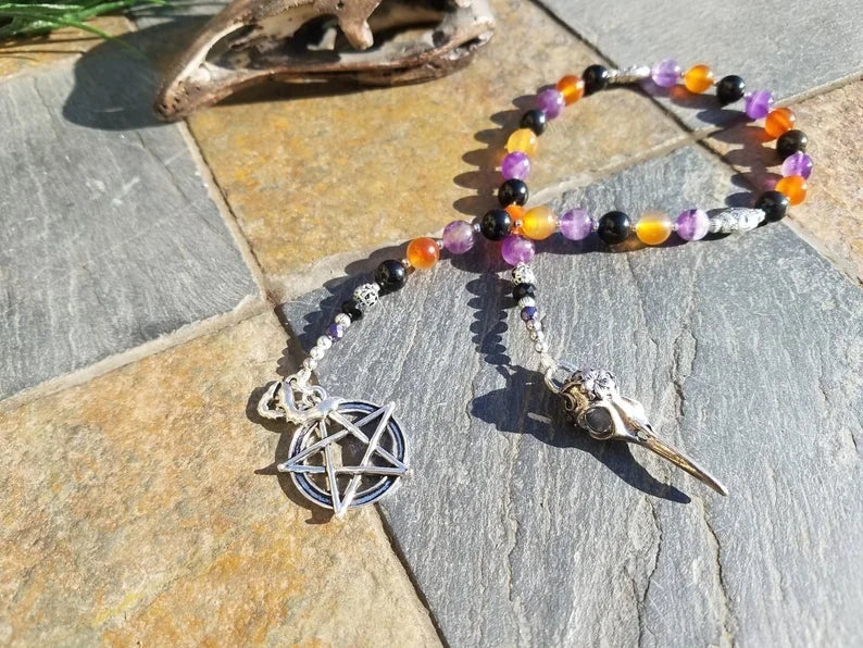 ✨ Samhain Prayer Beads – Meditation and Ancestor Ritual Beads – Authentic Witches Ladder for Spiritual Connection