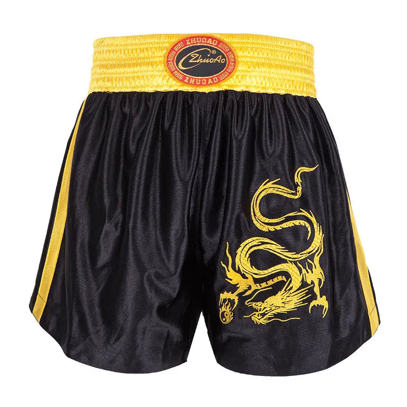 🥊The Apex Warrior Muay Thai Shorts: Professional Combat Performance Trunks – High-Definition Embroidery, Breathable Satin-Polyester, Custom Name/Logo Support, and Traditional Wide-Waistband Fit for Men, Women, and Kids