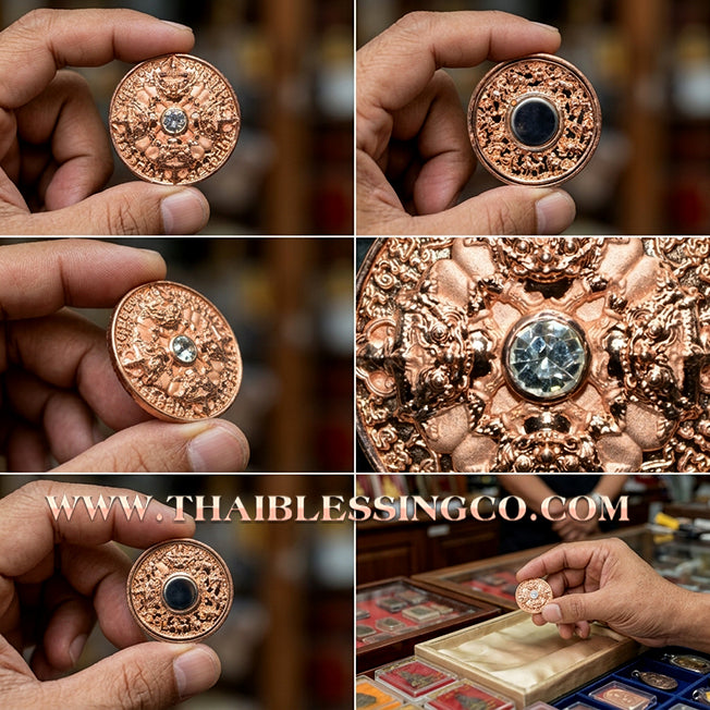 ✨🌑 Sacred "Rian Rahu Phi Chai Sombat" (The Victorious Rahu of Treasures) – Rose Gold-Plated Samrit EditionThe Ultimate Celestial Shield for Financial Command, Destiny Realignment, and Unshakeable Authority!