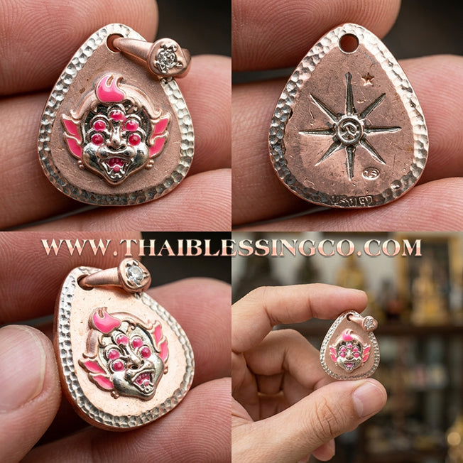 🔥 Sacred "Si Hu Ha Ta" (4 Ears & 5 Eyes) – Pink Gold-Plated & Enamel Samrit Edition: Arjan Subin Na Na Thong (2021) – The Legendary "Charcoal-to-Gold" Catalyst for Sudden Wealth, Business Windfalls, and Unstoppable Financial Success!