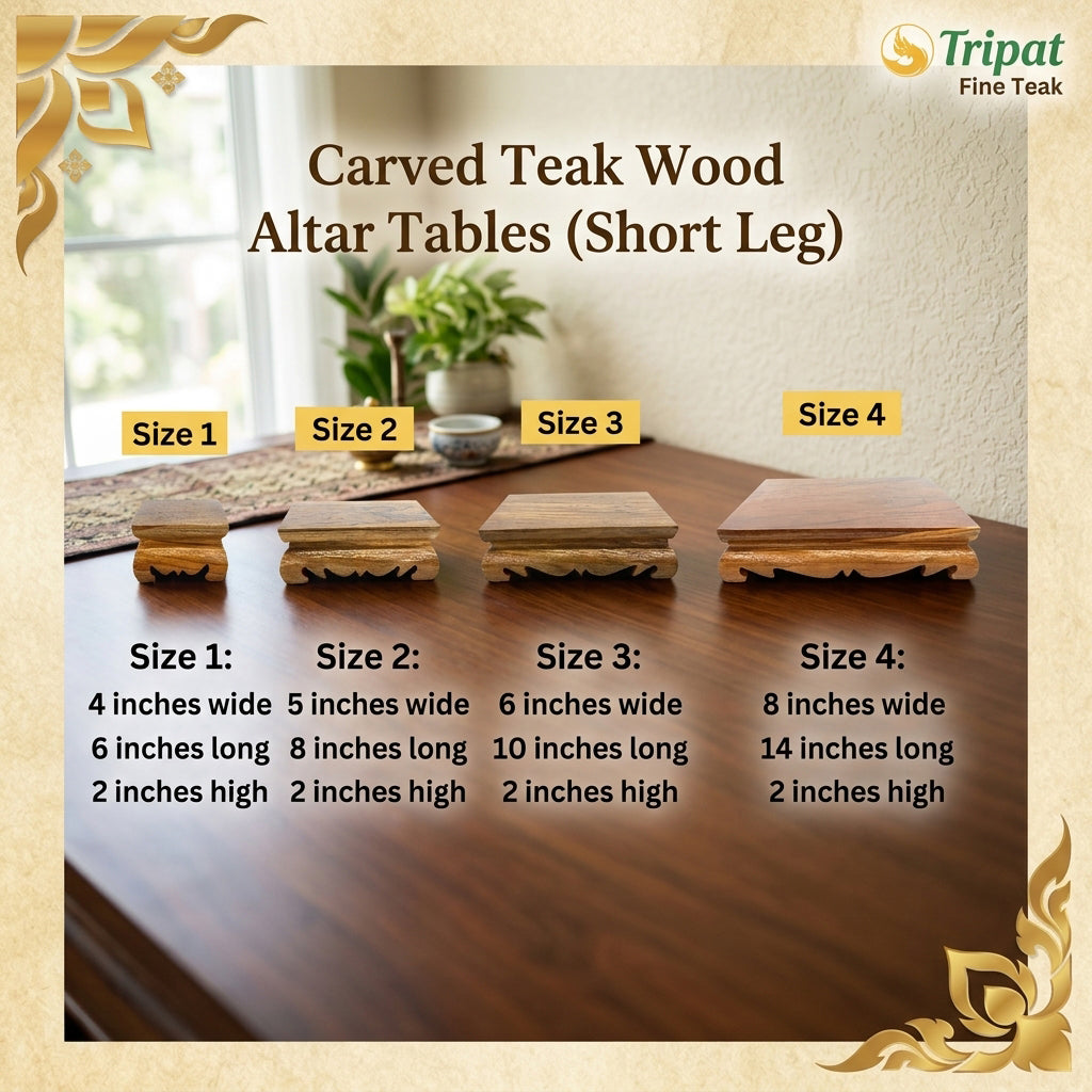 🔱 Handcrafted Premium Golden Teak Low-Leg Pedestal Stand Single-Unit Premium Teakwood Base in Four Tactical Scale Dimensions (Sizes 1 to 4) – The Ultimate Elegant Grounding Foundation for Buddha Statues, Sacred Artifacts & Elite Amulet Presentations!