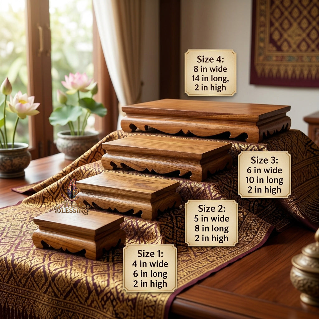 🔱 Handcrafted Premium Golden Teak Low-Leg Pedestal Stand Single-Unit Premium Teakwood Base in Four Tactical Scale Dimensions (Sizes 1 to 4) – The Ultimate Elegant Grounding Foundation for Buddha Statues, Sacred Artifacts & Elite Amulet Presentations!