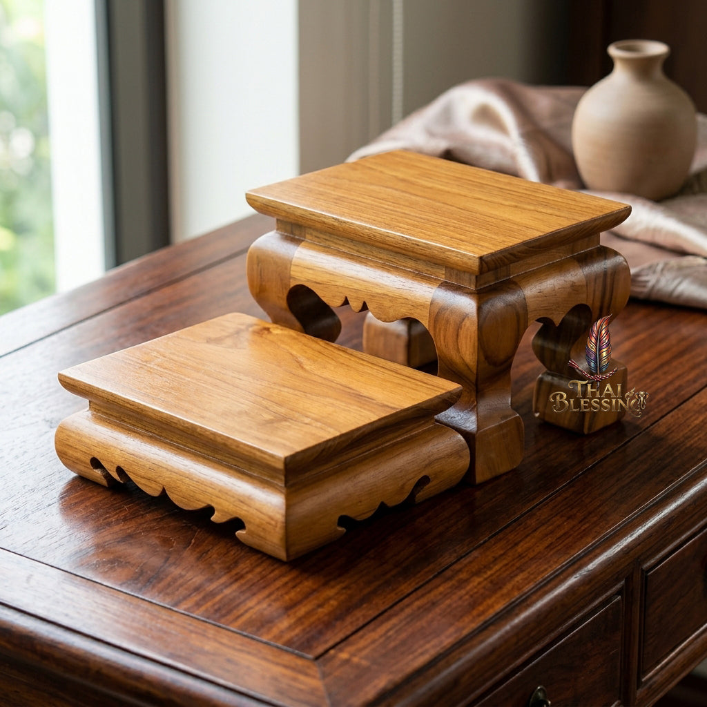 🔱 Handcrafted Premium Golden Teak Miniature Altar Series: Authentic 100% Teak Mastery – Two Tactical Modular Configurations (4-Piece Hierarchy Matrix & 2-Piece Dual-Style Core) for Space-Saving Sanctuaries, Luxury Condos & Corporate Workspaces! 4-Piece