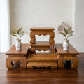 🔱 Handcrafted Premium Golden Teak Miniature Altar Series: Authentic 100% Teak Mastery – Two Tactical Modular Configurations (4-Piece Hierarchy Matrix & 2-Piece Dual-Style Core) for Space-Saving Sanctuaries, Luxury Condos & Corporate Workspaces! 4-Piece Hierarchical Set