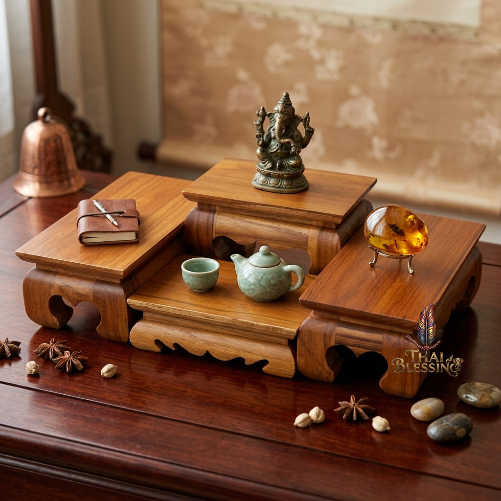 🔱 Handcrafted Premium Golden Teak Miniature Altar Series: Authentic 100% Teak Mastery – Two Tactical Modular Configurations (4-Piece Hierarchy Matrix & 2-Piece Dual-Style Core) for Space-Saving Sanctuaries, Luxury Condos & Corporate Workspaces!