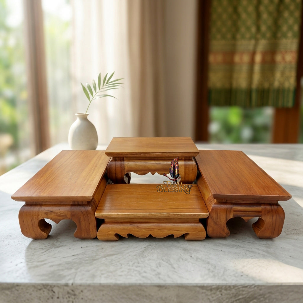 🔱 Handcrafted Premium Golden Teak Miniature Altar Series: Authentic 100% Teak Mastery – Two Tactical Modular Configurations (4-Piece Hierarchy Matrix & 2-Piece Dual-Style Core) for Space-Saving Sanctuaries, Luxury Condos & Corporate Workspaces!