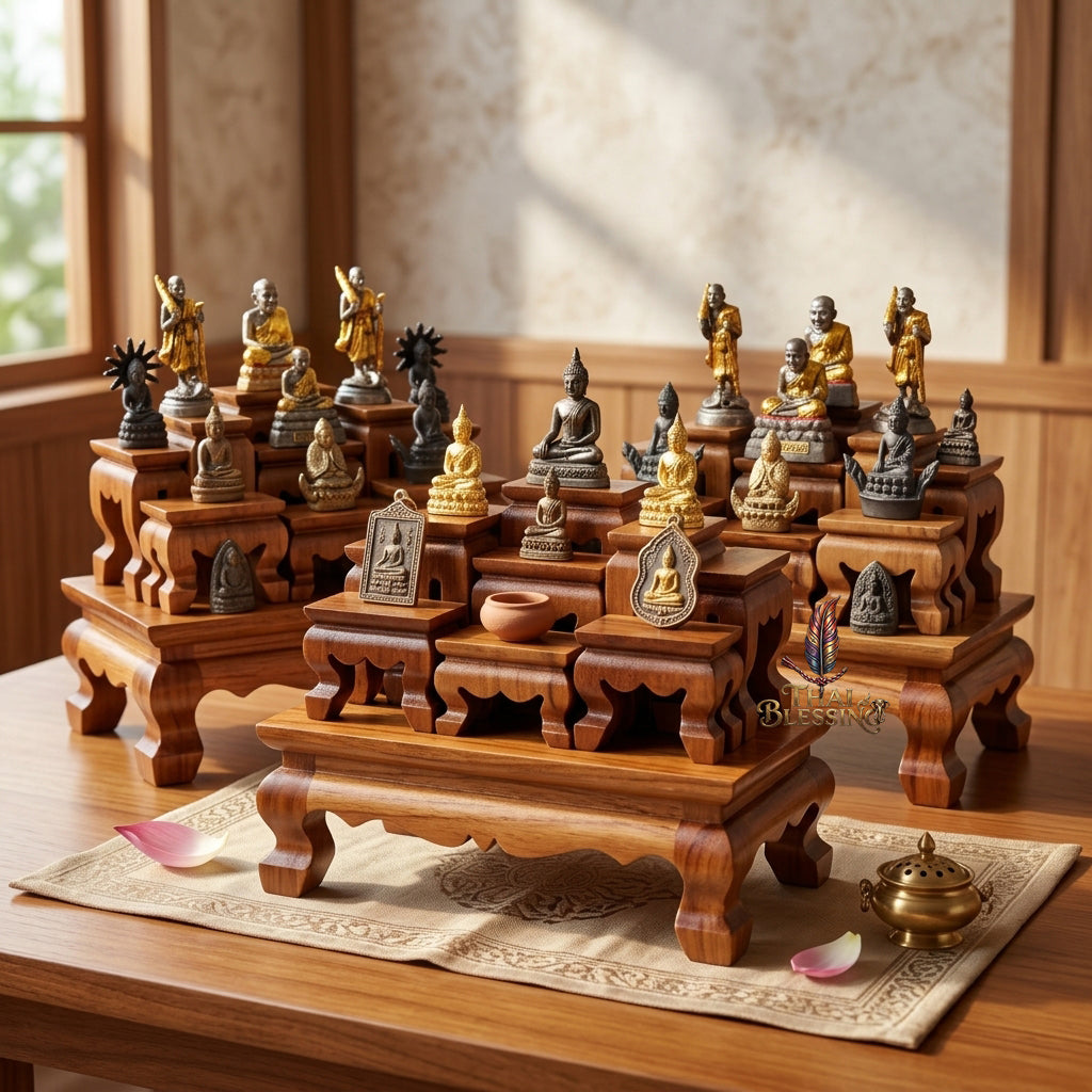 🔱 Handcrafted Premium Golden Teak Miniature Altar Set Authentic Teak Mastery with Protective Lacquer Finish & Royal Lion-Leg Accents – Perfect High-Vibration Solution for Space-Constrained Altars, Corporate Desks & Auspicious Spiritual Alignments!