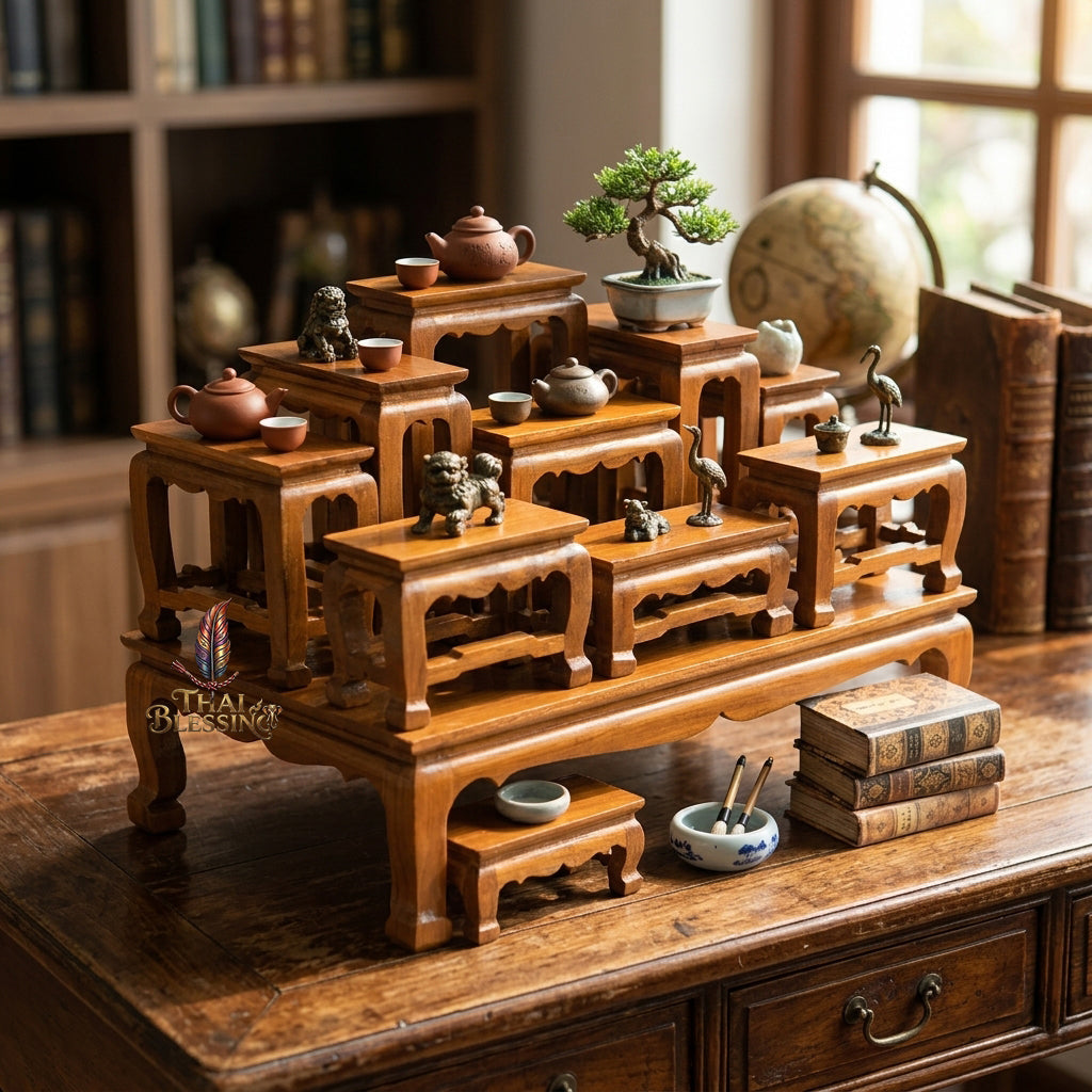 🔱 Handcrafted Premium Golden Teak Toh Moo 9 Altar Set 10-Piece Golden Teak Masterpiece with High-Gloss Protective Shield – Perfect Space-Saving, High-Vibration Hierarchical Solution for Home Sanctuaries, Luxury Condos & Professional Executive Suites!