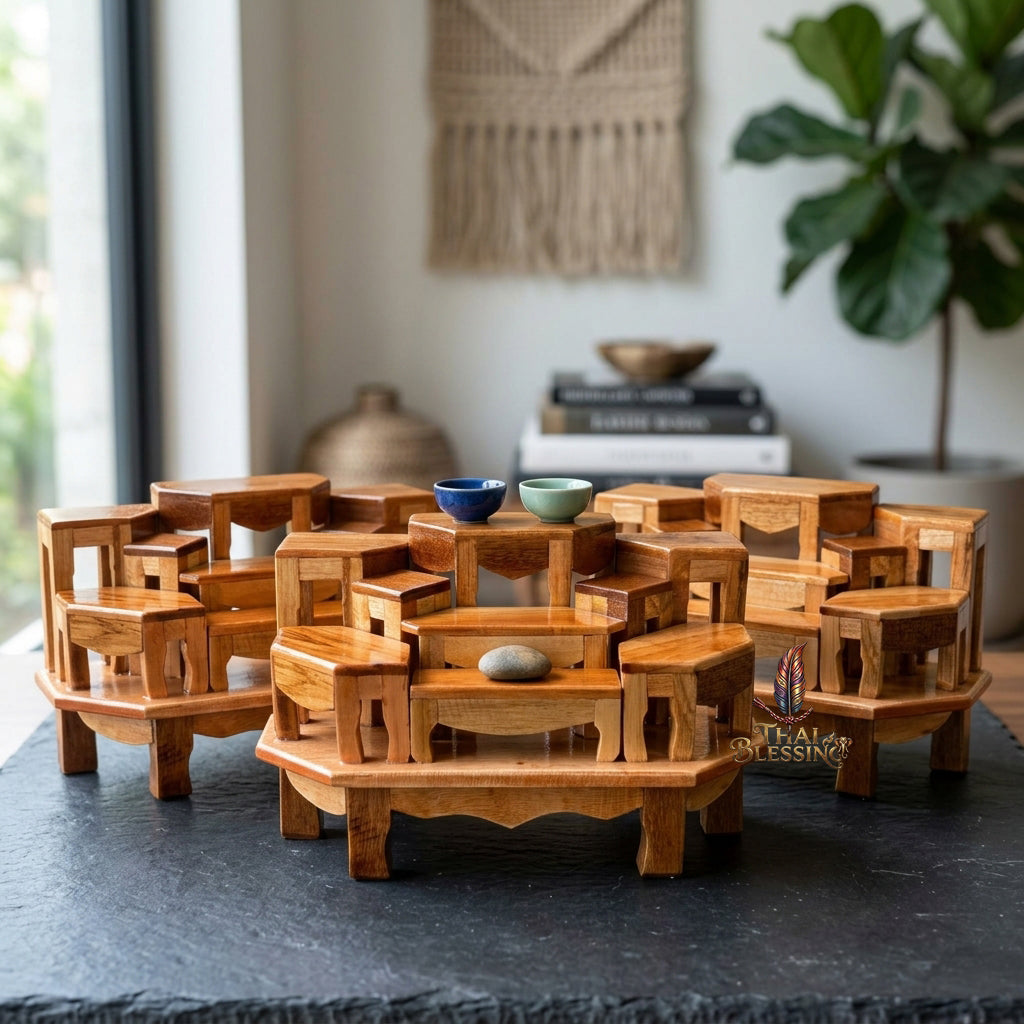 🔱 Handcrafted Premium Hardwood Corner Altar Stand (The Sovereign Geometric Matrix): The Ultimate Space-Saving, High-Vibration Corner Solution for Home Altars, Executive Suites & Limited Spiritual Spaces!