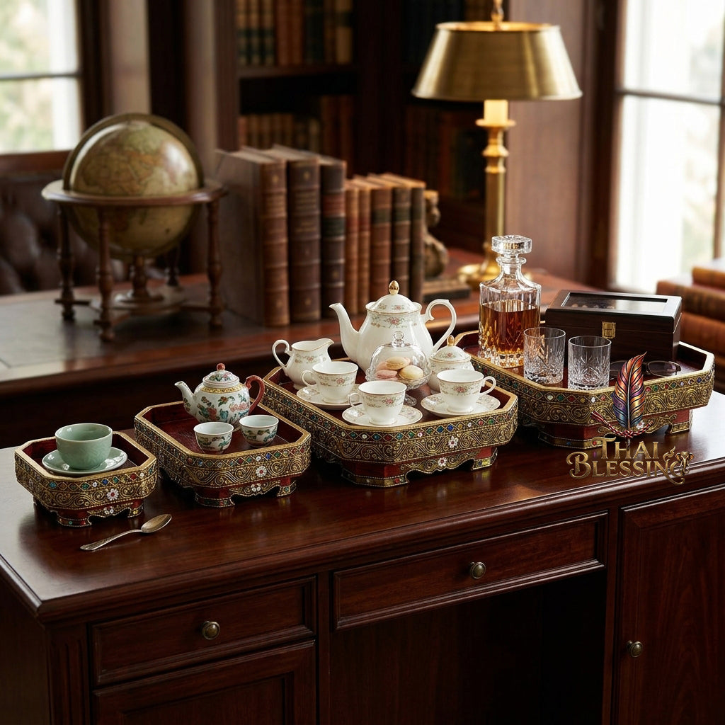 🔱 Handcrafted Traditional Hardwood Footed Tray Series – The Ultimate Elegant Grounding Foundation for Luxury Tea Sets, Fine Glassware & Elite Tabletop Organization!