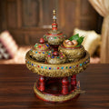 🔱 Handcrafted Traditional Thai Betel Nut Pedestal Set – Featuring 10" Solid Khantoke Base & 3 Complementary Sacred Offering Jars – The Supreme Symbol of Hospitality, Auspicious Wisdom & Spiritual Merit! Set 1