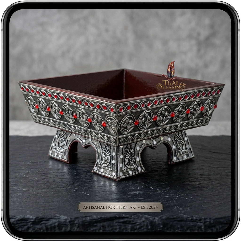 🔱 Handcrafted Traditional Thai Square Wooden Khantoke Series Authentic Hand-Carved Lanna Masterpiece!