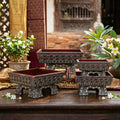 🔱 Handcrafted Traditional Thai Square Wooden Khantoke Series Authentic Hand-Carved Lanna Masterpiece!
