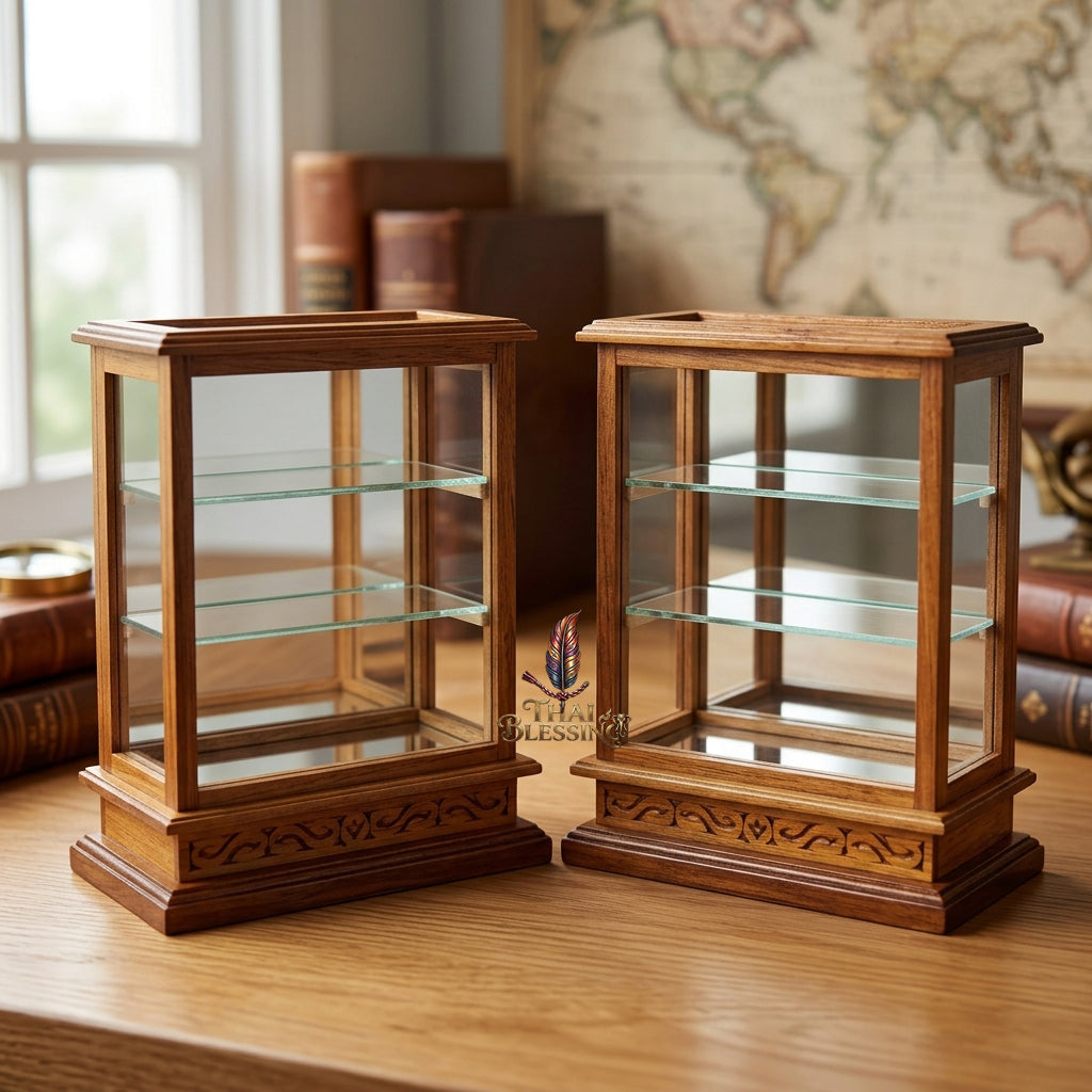🔱 Handcrafted Miniature Antique Golden Teakwood Bakery & Cake Display Cabinet: Symmetrical Twin Sliding Glass Doors – Dual Integrated Structural Drawers – Premium Insect-Resistant Solid Teak Masterpiece!