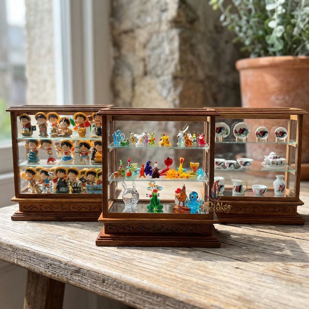 🔱 Handcrafted Miniature Antique Golden Teakwood Bakery & Cake Display Cabinet: Symmetrical Twin Sliding Glass Doors – Dual Integrated Structural Drawers – Premium Insect-Resistant Solid Teak Masterpiece!