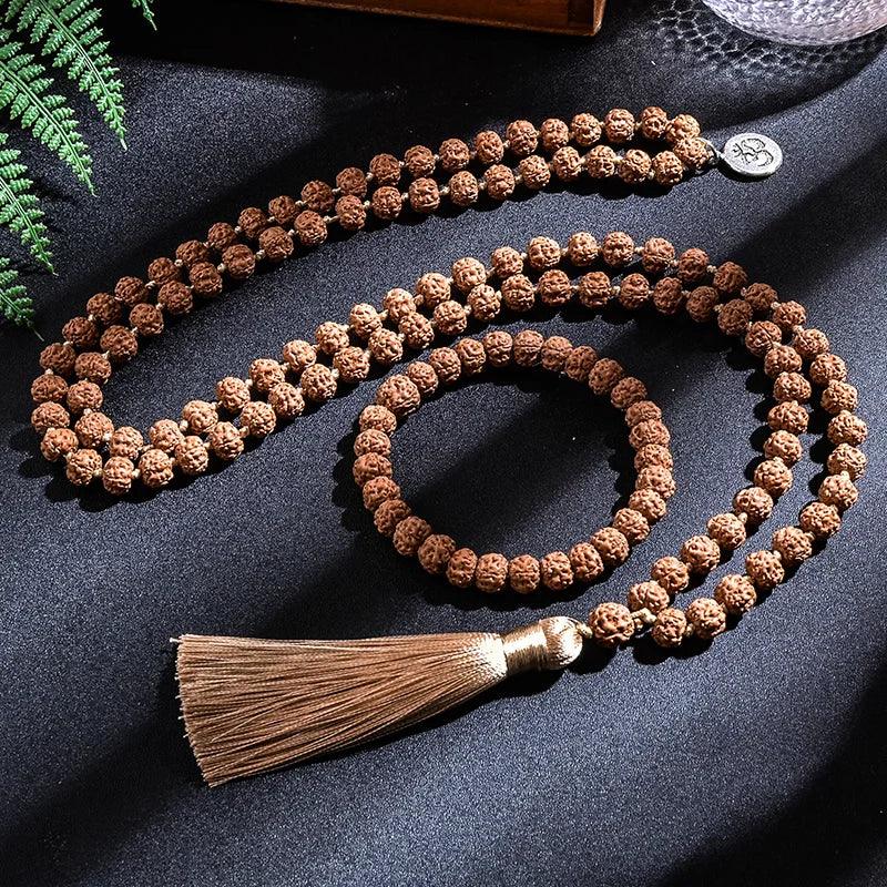 🕉️ The "Tears of Shiva" Collection: Authentic 5-Mukhi Rudraksha Knotted 108 Mala & Bracelet