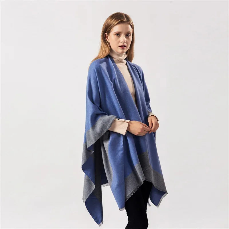 Women's Winter Poncho Wrap - Imitation Cashmere Shawl Cape & Scarf (130 x 150 cm) for Ultimate Warmth and Style