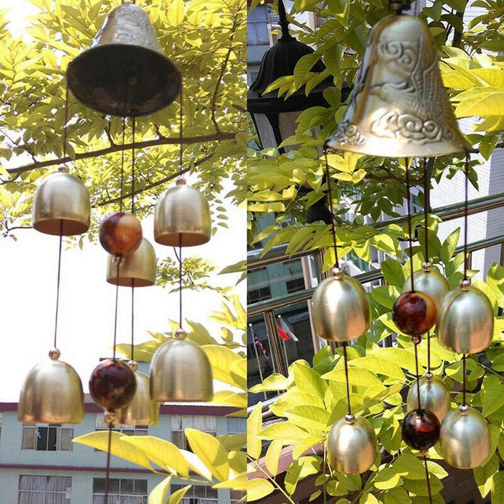 🔔 6 Copper Bells Outdoor Metal Wind Chimes – Garden & Yard Hanging Ornament Decor | Soothing Sound & Stylish Home Accent | Free Shipping