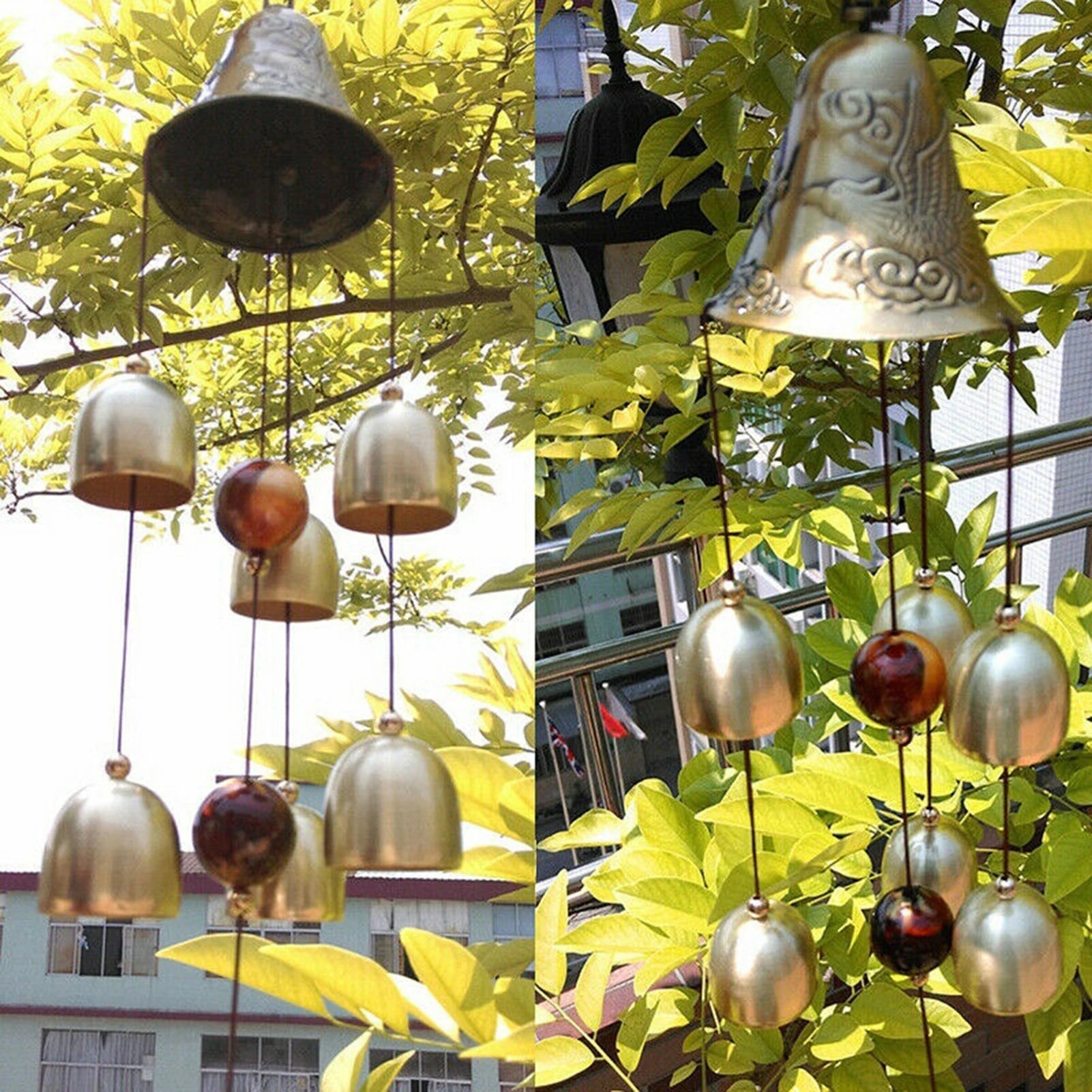 🔔 6 Copper Bells Outdoor Metal Wind Chimes – Garden & Yard Hanging Ornament Decor | Soothing Sound & Stylish Home Accent | Free Shipping
