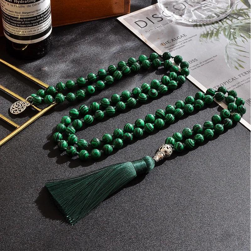 💚 The "Soul Transformation" 108 Mala: Malachite Heart Chakra Meditation Necklace (Hand-Knotted)