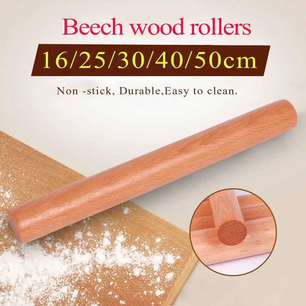 Portable Natural Wooden Rolling Pin – Solid Beech Dough Roller for Cooking & Baking, Non-stick & Durable Kitchen Tool (Multiple Sizes)﻿