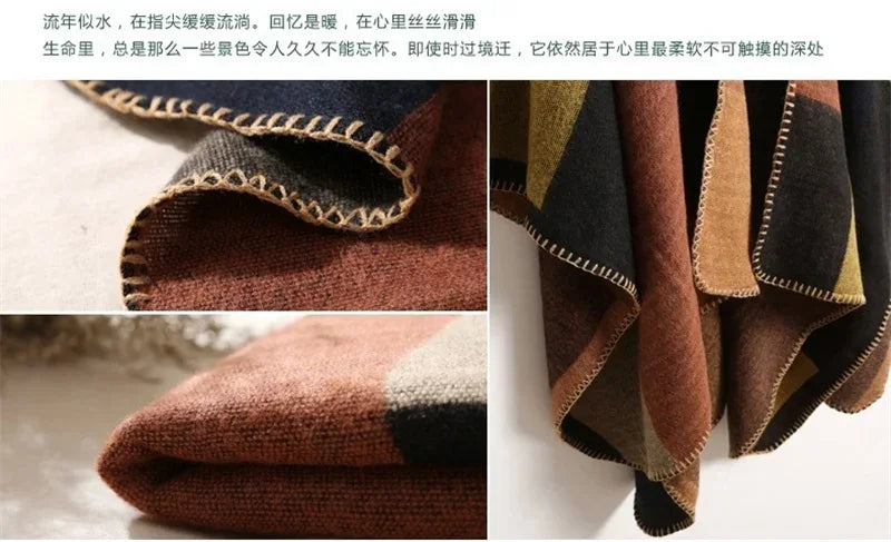 Women's Winter Poncho Wrap - Imitation Cashmere Shawl Cape & Scarf (130 x 150 cm) for Ultimate Warmth and Style