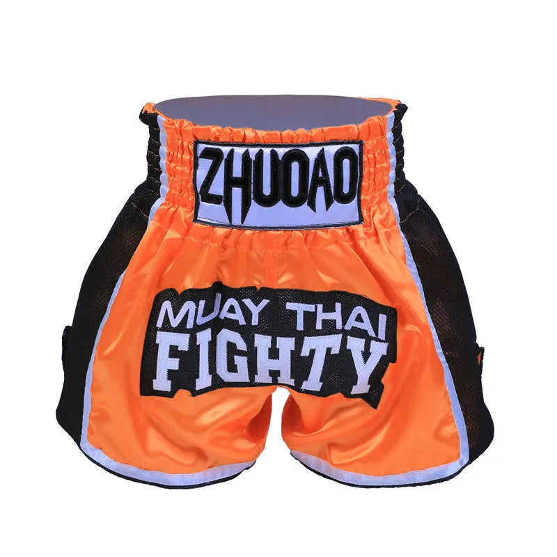 🥊The Apex Warrior Muay Thai Shorts: Professional Combat Performance Trunks – High-Definition Embroidery, Breathable Satin-Polyester, Custom Name/Logo Support, and Traditional Wide-Waistband Fit for Men, Women, and Kids