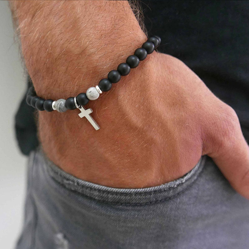 ✨ Men’s Cross Religious Bracelet – Classic Christian Jewelry for Men – Symbol of Faith and Strength
