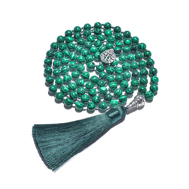 💚 The "Soul Transformation" 108 Mala: Malachite Heart Chakra Meditation Necklace (Hand-Knotted)