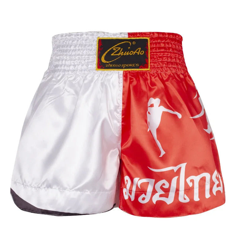 🥊The Apex Warrior Muay Thai Shorts: Professional Combat Performance Trunks – High-Definition Embroidery, Breathable Satin-Polyester, Custom Name/Logo Support, and Traditional Wide-Waistband Fit for Men, Women, and Kids