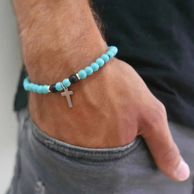 ✨ Men’s Cross Religious Bracelet – Classic Christian Jewelry for Men – Symbol of Faith and Strength A2