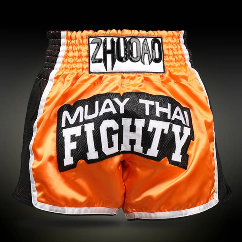 🥊The Apex Warrior Muay Thai Shorts: Professional Combat Performance Trunks – High-Definition Embroidery, Breathable Satin-Polyester, Custom Name/Logo Support, and Traditional Wide-Waistband Fit for Men, Women, and Kids