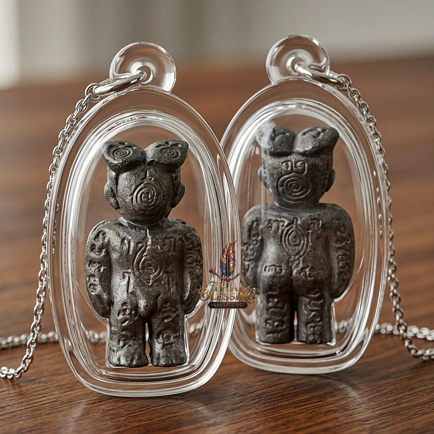 ✨ Hun Payont Ai Nen Kaeo Nuea Chin Takua (Master-Grade Lead Pewter Guardian Boy Effigy - Absolute Protection, Black Magic Deflection, & Fortune