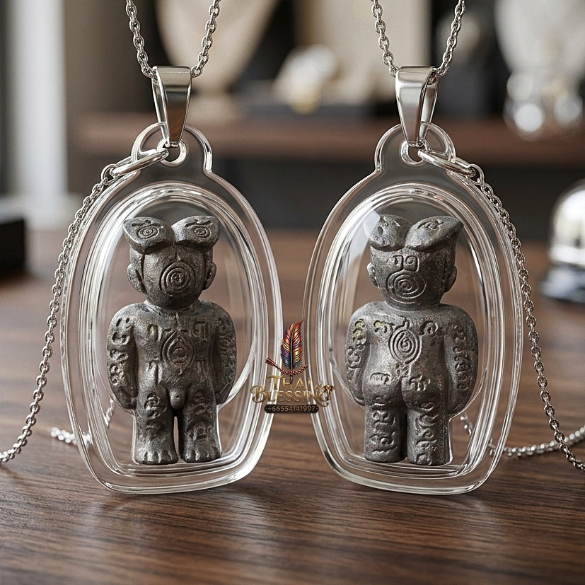 ✨ Hun Payont Ai Nen Kaeo Nuea Chin Takua (Master-Grade Lead Pewter Guardian Boy Effigy - Absolute Protection, Black Magic Deflection, & Fortune