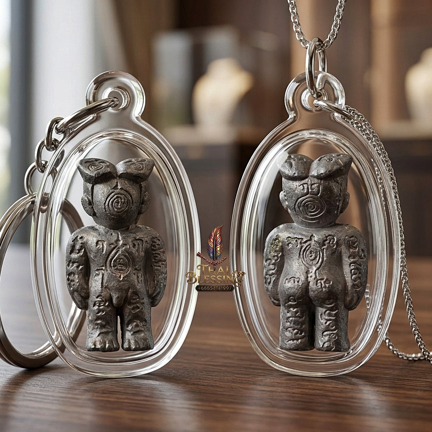 ✨ Hun Payont Ai Nen Kaeo Nuea Chin Takua (Master-Grade Lead Pewter Guardian Boy Effigy - Absolute Protection, Black Magic Deflection, & Fortune