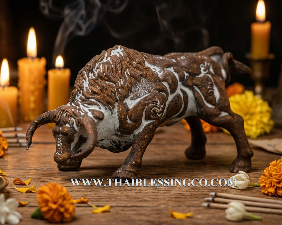 ✨ Imperial "Sovereign Bull" (Krathing Maha Amnaj): The Great Copper Guardian for Absolute Authority, Unstoppable Success, and Wealth Defense by Luang Phor Ngern, Wat Ban Or (Elite 2020 Silver Takrut & Holy Powder Edition)