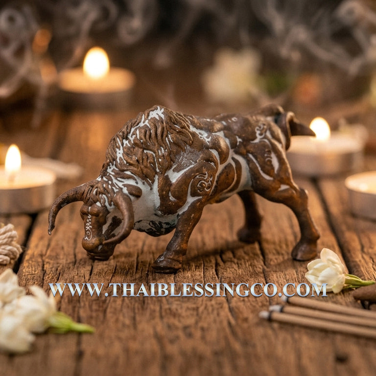 ✨ Imperial "Sovereign Bull" (Krathing Maha Amnaj): The Great Copper Guardian for Absolute Authority, Unstoppable Success, and Wealth Defense by Luang Phor Ngern, Wat Ban Or (Elite 2020 Silver Takrut & Holy Powder Edition)