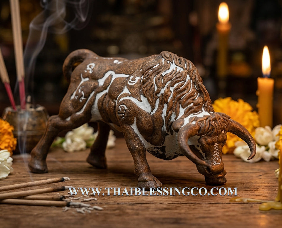 ✨ Imperial "Sovereign Bull" (Krathing Maha Amnaj): The Great Copper Guardian for Absolute Authority, Unstoppable Success, and Wealth Defense by Luang Phor Ngern, Wat Ban Or (Elite 2020 Silver Takrut & Holy Powder Edition)