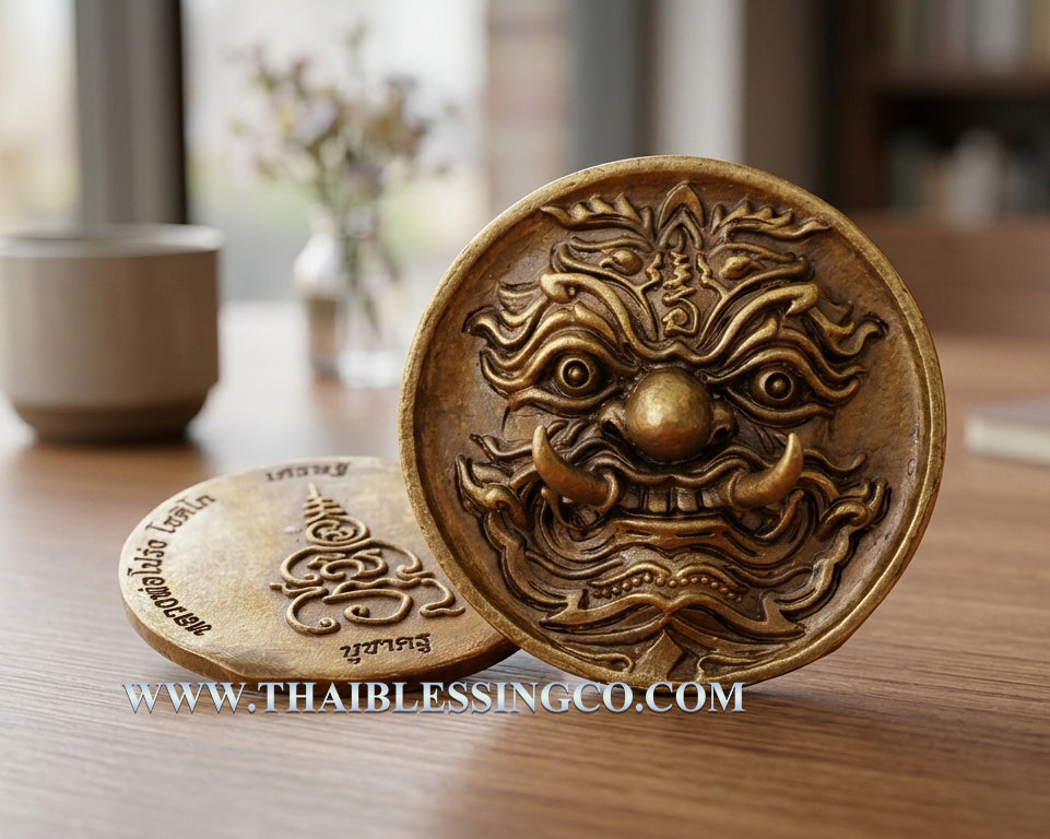 ✨ Imperial "Millionaire’s Master-Blessing" (Setthee Bucha Khru): Satin-Bell Brass Thao Wessuwan Sovereign Guardian by Luang Phor Prong, Wat Tham Phru Takian (Elite 2.2cm Satin-Finish Collector's Edition)