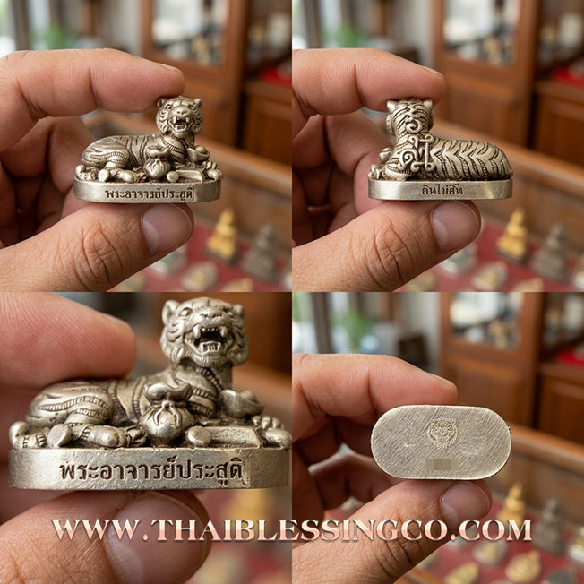 🐯 ✨ Infinite Wealth-Devouring Tiger: Premium Silver Satin Samrit Edition 2024 by Phra Ajarn Prasoot – The Ultimate "Never-Ending Profit" Magnet