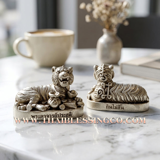 🐯 ✨ Infinite Wealth-Devouring Tiger: Premium Silver Satin Samrit Edition 2024 by Phra Ajarn Prasoot – The Ultimate "Never-Ending Profit" Magnet