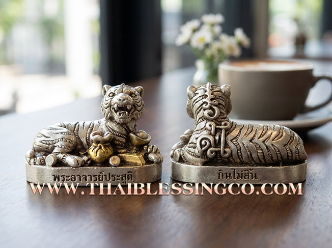 🐯 ✨ Infinite Wealth-Devouring Tiger: Premium Silver Satin Samrit Edition 2024 by Phra Ajarn Prasoot – The Ultimate "Never-Ending Profit" Magnet