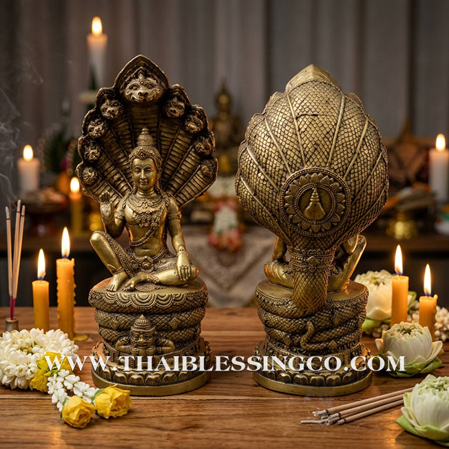 🔱💰Jatukam Ramathep – "Akkhara Maha Setthee" (The Supreme Mega-Millionaire) – Sheltered by the Naga King (Pang Nak Prok) – 5-Inch Altar Masterpiece – Sacred Brass – The Divine Engine for Imperial Wealth, Total Protection, and Unstoppable Life Elevation!