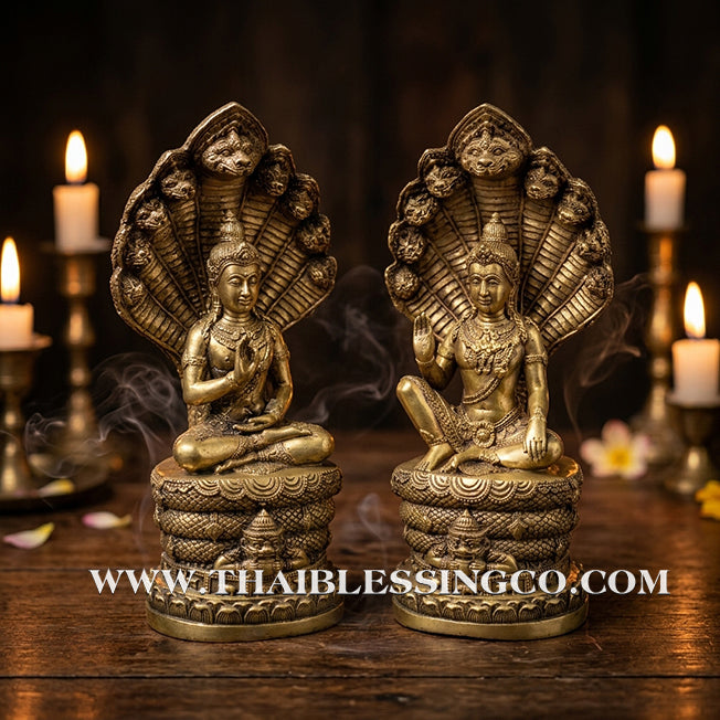 🔱💰Jatukam Ramathep – "Akkhara Maha Setthee" (The Supreme Mega-Millionaire) – Sheltered by the Naga King (Pang Nak Prok) – 5-Inch Altar Masterpiece – Sacred Brass – The Divine Engine for Imperial Wealth, Total Protection, and Unstoppable Life Elevation!