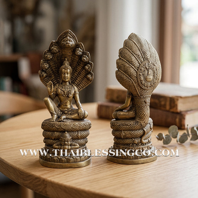 🔱💰Jatukam Ramathep – "Akkhara Maha Setthee" (The Supreme Mega-Millionaire) – Sheltered by the Naga King (Pang Nak Prok) – 5-Inch Altar Masterpiece – Sacred Brass – The Divine Engine for Imperial Wealth, Total Protection, and Unstoppable Life Elevation!